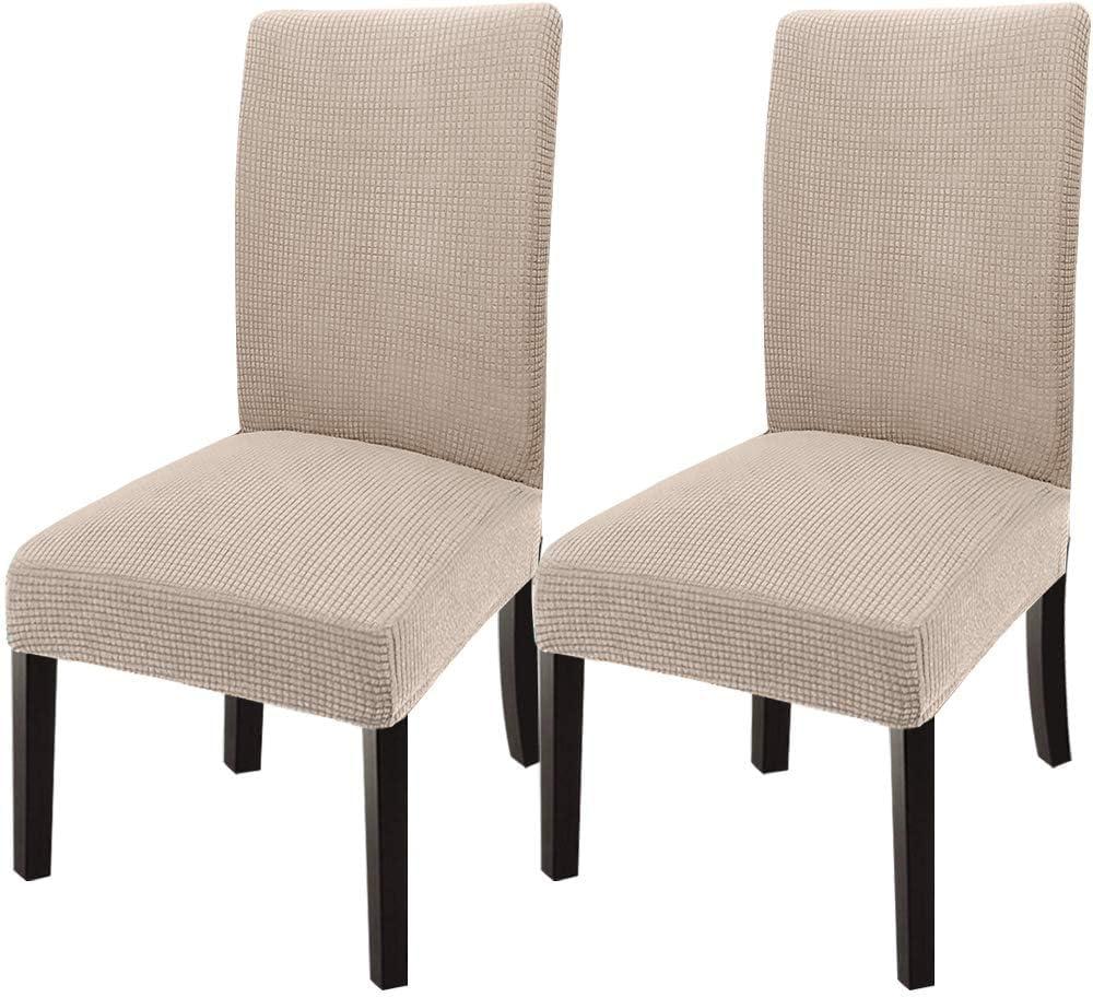 GoodtoU Chair Covers for Dining Room 2 Pack, Stretch Parson/Dining Chair Slipcover Removable Washable Chair Protector for Home/Restaurant/Banquet,Forros para Sillas de Comedor(Sand, Set of 2)