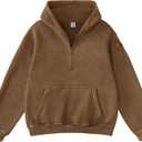 FAIABLE Men's Oversized Washed Quarter Zip Hoodie Loose Fit Pullover Sweatshirt with Pockets, Medium