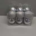 Emopeak 12Pcs Christmas Balls Ornaments for Xmas Christmas Tree - 4 Style Shatterproof Christmas Tree Decorations Hanging Ball for Holiday Wedding Party Decoration (Silver, 3.2"/8CM)