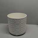 8 Inch Planter, Plant Pots with Drainage Hole, Modern Cylinder Flowerpot - Indoor & Outdoor Plants for Home & Office,White