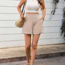 Cicy Bell Women Summer Wide Leg Shorts Dressy Casual High Waisted Bermuda Lightweight Linen Shorts (XX-Large, Khkai)