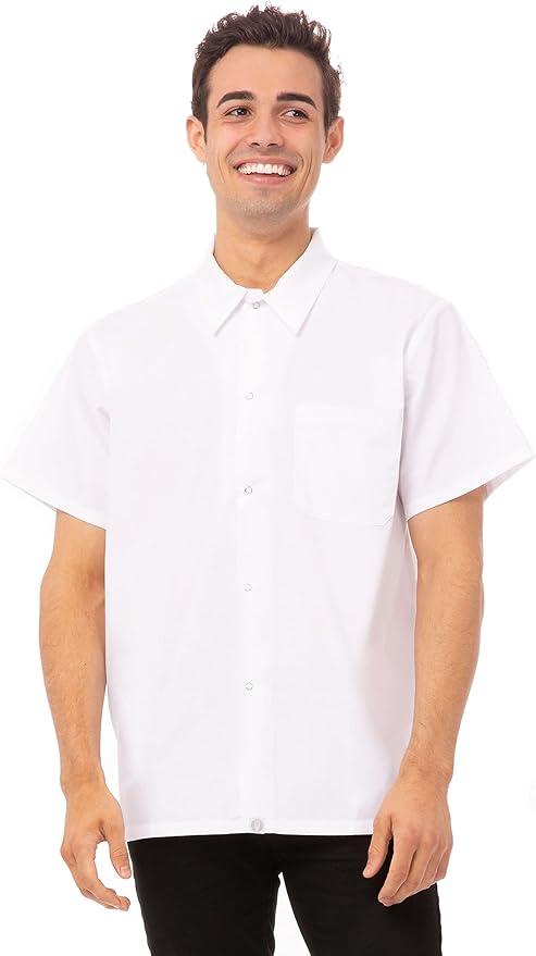 ChefWorks Button Up Shirt, Color: White, Size Medium