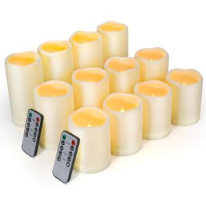 Enido Flameless Candles LED Candles Candles(D: 3" x H: 4" 5" 6") Battery Operated Plastic Pack of 12 Pillar