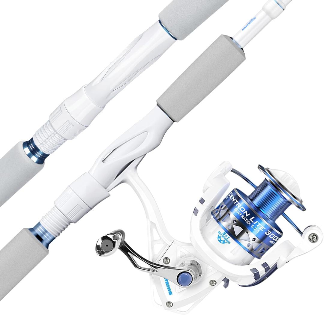 KastKing Centron Lite Fishing Rod and Reel Combo, IM6 Graphite 2Pc Blanks, Stainless Steel Guides with Ceramic Rings, Contoured EVA Handles & Fighting Butt, Split or Full Rear Handle Design, 13 Models, 7'6" Medium Heavy