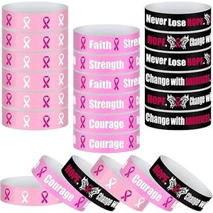 Bulk Breast Cancer Awareness Paper Wristband for Events Waterproof Breast Cancer Bracelets Pink Ribbon Hope Faith Strength Courage Paper Bracelets for Women Campaigns Fundraising Charity Bulk Breast Cancer Awareness Paper Wristband for Events Waterproof Breast Cancer Bracelets Pink Ribbon Hope Faith Strength Courage Paper Bracelets for Women Campaigns Fundraising Charity