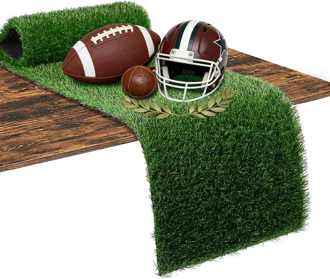 XLX TURF Green Artificial Grass Table Runner for Football Golf Party Easter Decorations - 12 x 36 Inches Short Fake Grass Crafts Table Centerpiece Wedding Baby Shower