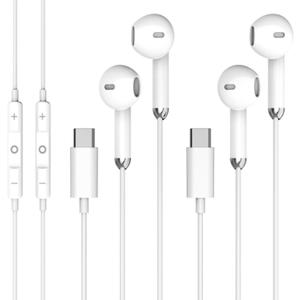 USBC Headphones for iPhone 17 16 15for Apple Headphones Wired with Microphone & Remote Control [Clear Call], Wired Ear Buds USB C HiFi Bass Earphones for Samsung S25 S24 Ultra,ipad,Pixel 9 [2 Pack]