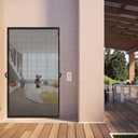 MAGZO Hanging Screen Door, Fits Door Size 36" x 80" (Curtain Size 38'' x 81''), Upgraded Fiberglass Mesh with Tension Rod&Hook&Loop (One Piece Can be Installed in 2 Ways), Weighted Bottom, Grey