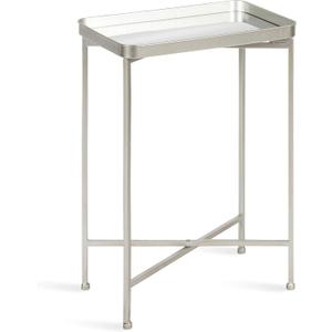 Kate and Laurel Celia Modern Mirrored Tray Side Table, 18 x 12 x 26, Silver, Foldable Rectangular End Table for Storage and Display