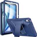 Soke Case for iPad Air 11-inch M3/M2 (2025/2024), iPad Air 5th/4th Generation 10.9-inch (2022/2020), with Built-in Screen Protector and Kickstand, Rugged Full Body Protective Cover - Navy