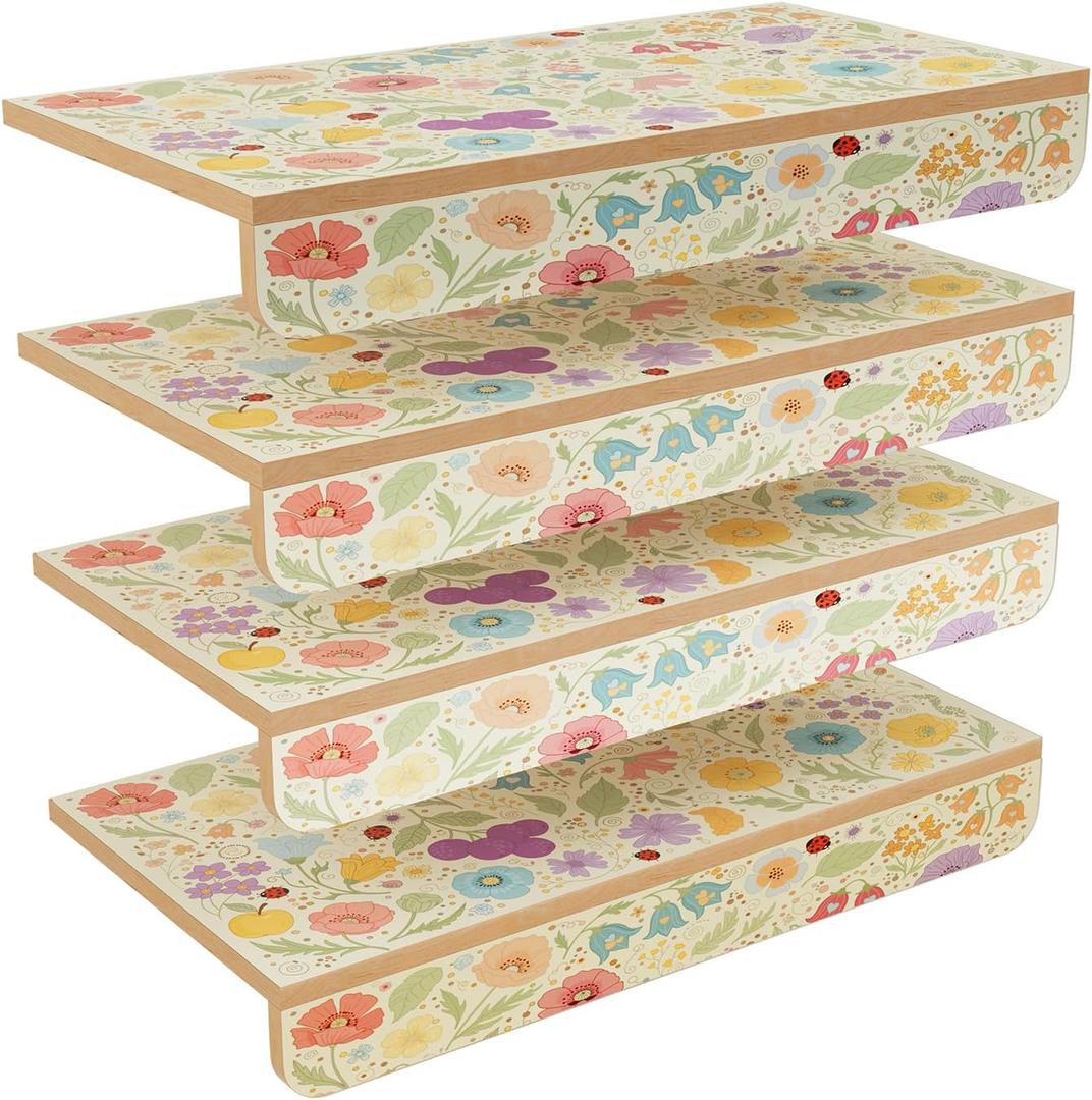 Wire Shelf Covers, Wooden Shelf Covers with Natural Wood Grain for Wire Shelving with Snap On Design, 24 x 12 Inch Shelfs Liner for Pantry, Kitchen, Closet, 4 Pcs