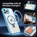 Magnetic Case for iPhone 15 Pro - [Built-in Invisible Stand] [Compatible with MagSafe] [Military Grade Drop Protection] Anti-Yellowing Hard Back Silicone Edge Cover, 6.1", Clear Blue