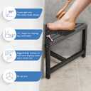 Corner Shower Stool for Shaving Legs - Black Small Bamboo Foot Rest Inside Shower 12" High
