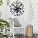 MUMTOP Metal Compass Wall Decor, 22 Inch Nautical Wall Sculpture with Solar Lights, Hanging Art for Farmhouse Indoor or Outdoor Sign