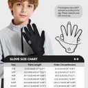 RIGWARL Kids Winter Gloves Boys Girls, Water-Repellent Warm Thermal Youth Gloves, Touchscreen Anti-Slip for Teens 3-15 Years (Black)