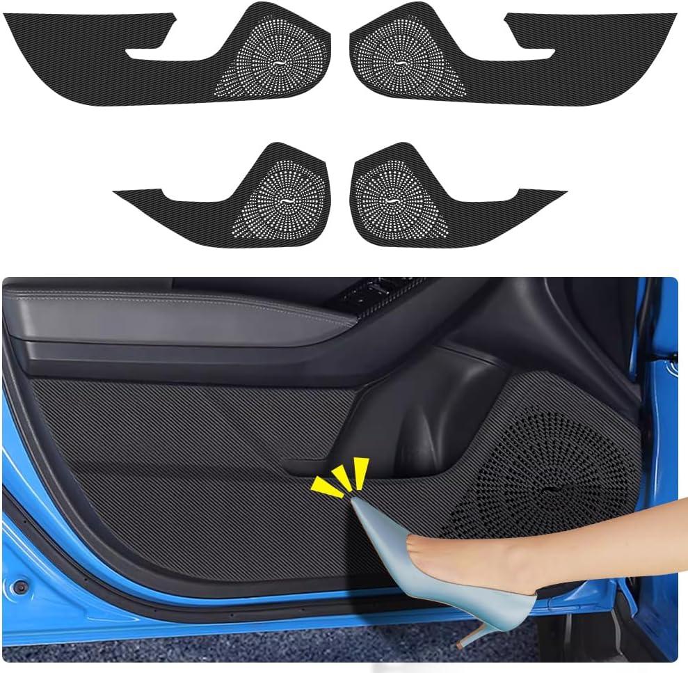 Car Door Anti Kick Pad for Subaru Crosstrek 2024 2025 Accessories Carbon Fiber Style Leather Sticker Door Sill Protector Cover Edge Guard Side Mat Interior Decoration Dirty Stickers (Set of 4)
