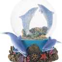 Elanze Designs Coral Reef Dolphin Pod 100MM Sturdy Wind Up Musical Glitter Water Snow Globe Tabletop Dresser Nightstand Figurine Decoration Plays Tune Fur Elise