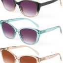 JOLISU 3 Pack Bifocal Reading Sunglasses for Women, 2 IN 1 Sun Readers Glasses Spring Hinge with UV400 Protection