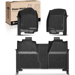 YHTAUTO Automotive Floor Mats Compatible with 2007-2013 Chevy Silverado/GMC Sierra 1500, 2007-2014 Silverado/Sierra 2500HD/3500 HD (Crew Cab), TPE Floor Liners All-Weather Protection, 1st & 2nd Row