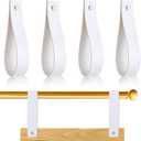 4 Pcs Faux Leather Sign Straps for Hanging Sign Faux Leather Curtain Rod Holder Straps Hanger for Engagement Wedding Welcome Event Display Seating Chart Ceremony Frame(White)