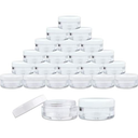 Beauticom 90 Piece 5g/5ml Round Acrylic Clear Jars with Lids for Cosmetics, Lotion, Creams, Make Up, Beads, Charms, Rhinestones, Accessories and Much More! (White Lid)