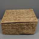 StorageWorks Extra Large Wicker Baskets with Lid for Organizing, Water Hyacinth Storage Baskets for Shelves, Decorative Box with Built-in Handles, Natural, 1 Pack