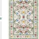 Floral Area Rugs 3x5 Small Thin Entryway Rug - Vintage Boho Washable Non-Slip Living Room Carpet Soft Low Pile Bedroom Floor Mat Indoor Home Decor for Dining Room Playroom Farmhouse, Beige/Green/Multi