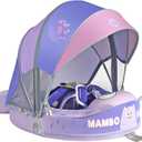 Mambobaby Float with Canopy and Tail New Upgraded Non-Inflatable Baby Pool Float Mambo Float Swim Trainer Solid Infant Swim Float Adjustable Pearl Foam Baby Swim Ring