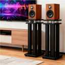 21 Inch Spring Isolation Speaker Stands, Heavy Duty 110lbs Pair | Vibration-Absorbing MDF Wood Design to Inhibit Acoustic Feedback. For HiFi Bookshelf Speakers, Studio Monitor Home Theater