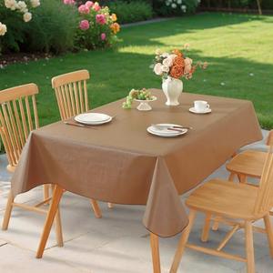 Subakvo Rectangle Table Cloth, Waterproof Vinyl Tablecloth with Flannel Backing, Wipeable Reusable Rectangular Plastic Tablecloths for Dining, Camping, Indoor and Outdoor (Dark Coffee, 60" x 84")