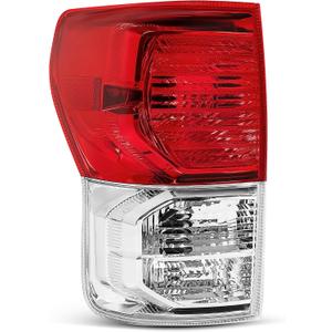 HECASA LH Tail Light Compatible with 2007-2013 Toyota Tundra Pickup Halogen Rear Brake Tail Lamp Assembly Replacement for 815600C090 TO2800183 (Red Lens+Clear Lens+Chrome Housing)