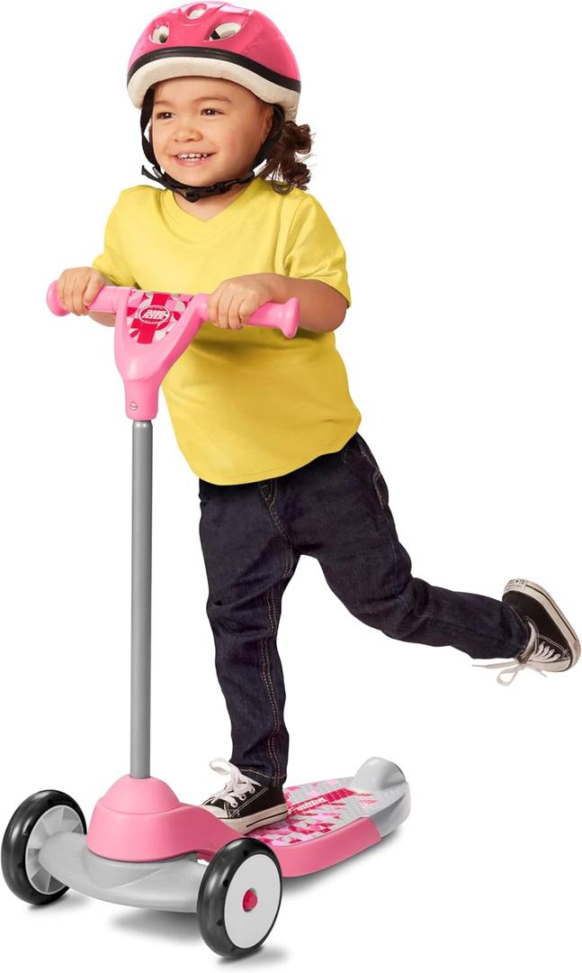 Radio Flyer My 1st Scooter, Pink, for Kids 2-5 Years Old, Extra Wide Base for Balance, 2 Front Wheels for Added Stability, Easy to Use Foot Brake, 3 Wheel Scooter for Kids