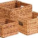 Honey-Can-Do Banana Leaf Storage Baskets Water Hyacinth Woven Basket, Decorative Baskets for Shelves, Basket for Gifts, Closet, Pantry, and Home Organization, Set of 3, Multi-Size