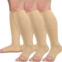 Sooverki Copper Compression Socks for Women & Men Open Toe 15-20mmHg is Best Support for Circulation Recovery All Day Wear, L/XL