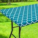Smiry Rectangle Picnic Table Cover, Waterproof Elastic Fitted Camping Tablecloths for 5 Foot Tables, Wipeable Flannel Backed Vinyl Tablecloth Protector for Indoor, Outdoor (Turquoise, 30x60 Inches)
