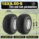 18x8.50-8 Golf Cart Wheels and Tires,18x8.50-8 Lawn Mower Tires and Wheel Assembly, 4-Ply, Tubeless, 4 Lug 4" PCD Fit Club Car, E-Z-GO, Yamaha Golf Cart and Tractor(2 PCS)