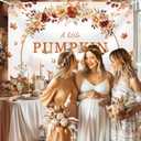 MEHOFOND 7x5ft Fall Pumpkin Baby Shower Banner Backdrop, a Little Pumpkin is on The Way Decor, Autumn Floral Pumpkin Baby Shower Photo Background, Maple Leaves Pumpkin Newborn Party Photo Supplies