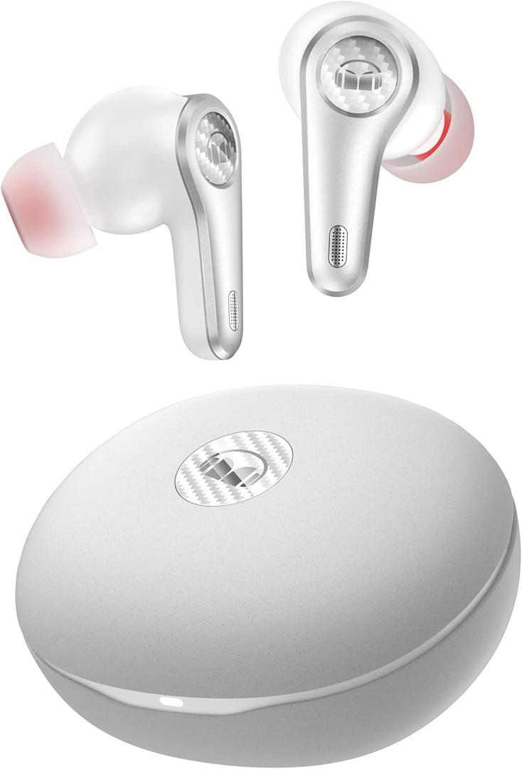 Monster Clarity 8.0 Hybrid Active Noise Cancelling Wireless Earbuds, 42dB in-Ear ANC Earphones Deep Bass with 6 Mics, Bluetooth 5.2, 50H Play Time with Wireless Charging Case White Monster Clarity 8.0 Hybrid Active Noise Cancelling Wireless Earbuds, 42dB in-Ear ANC Earphones Deep Bass with 6 Mics, Bluetooth 5.2, 50H Play Time with Wireless Charging Case White