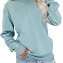 Bingerlily Womens Casual Long Sleeve Sweatshirt Crew Neck Cute Pullover Relaxed Fit Tops (Light Blue, X-Large)