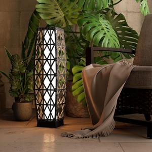Grand patio Outdoor Solar Powered Wicker Floor Lamp Outdoor Weather-Resistant Deck Light for Garden Porch - Silver Gray, Large Cindy (1 PC Large)