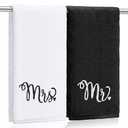 Tingjoo 2 Pcs Mr. and Mrs. Hand Towels 100% Cotton Embroidered Bathroom Towel Wedding Mr. and Mrs. Gift for Valentine's Day Couple, Anniversary Bathroom Decor 29 x 13 Inch