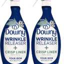 Downy Wrinkle Releaser Spray, All In One Formula, Removes Wrinkles, Static and Odor Eliminator, Crisp Linen Scent, 33.8 Fl Oz, Pack of 2