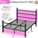 CLIBFENG Full Size Bed Frame with Headboard and Footboard,Steel Slats Support-LED Bed Frame with Charging Station,Mattress Foundation-Under Bed Storage, No Box Spring Needed,Noise Free,Black