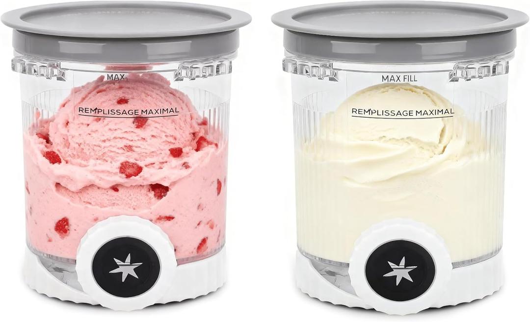 For Ninja Swirl Creami Pints - 2 Pack Compatible with NC700 NC701 Series 13-in-1 Ice Cream & Soft Serve Maker 16 OZ Creami Swirl Replacement Pints BPA-Free | Dishwasher Safe(Grey Lid)