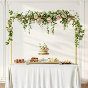Over The Table Rod Stand with Clamps for Balloons, Flowers, and Decorations Perfect for Weddings, Parties, and Celebrations 33 to 93 Length, 13 to 55 Height, Gold