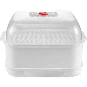 Microwave Steamer with Lid and Tray, Vegetables Steamer for Microwave Bowl, Microwavable Cookware Supplies (2 - Layer)