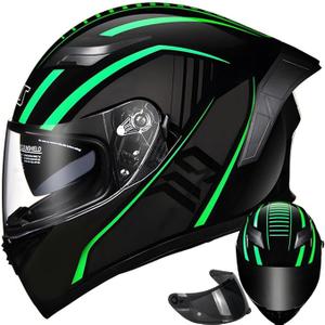Full Face Motorcycle Helmets DOT Approved Motorcycle Street Bike Helmets with Extra Tinted Visor, Helmets for Adults Motorcycle, Lightweight ABS Shell for Adults Men and Women (M54~57CM)