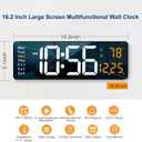 Digital Wall Clock Large Display, 16.2 Inch , LED Digital Clock with Remote Control for Living Room Decor, Automatic Brightness Dimmer with Date Week Temperature (Orange)