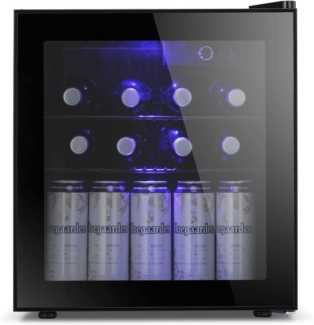 Antarctic Star Mini Fridge Cooler - 70 Can Beverage Refrigerator Glass Door for Beer Soda or Wine Small Drink Dispenser Machine Removable for Home, Office or Bar Chiller, 1.6cu.ft (Black)