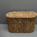 YANGQIHOME Toilet Paper Storage, Water Hyacinth Toilet Paper Storage with Lid, Papers Container for up to 6 Mega Rolls, Bathroom Basket Organizer